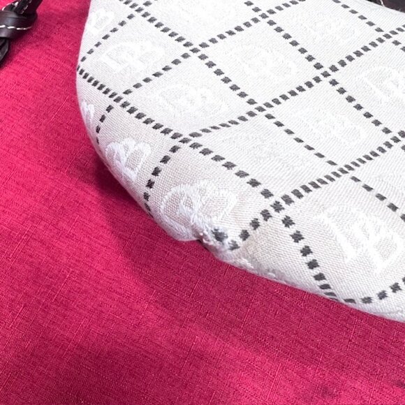 DOONEY BOURKE Shoulder Handbag Satchel Purse Beige Brown Jacquard Leather Trim - Picture 10 of 12